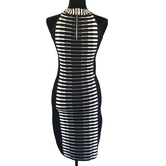 LUNA Black & White Halter Bodycon Dress - Picture 5 of 10